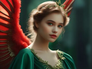 portrait of a woman with wings. AI generated art