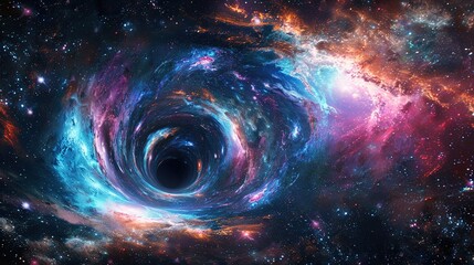 gigantic blackhole with a nebula and stars around it
