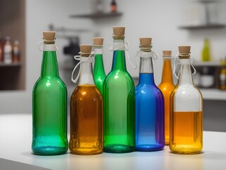 Bottles of medicine on the table. AI generated art