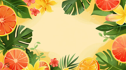 Summery tropical flowers Background Frame