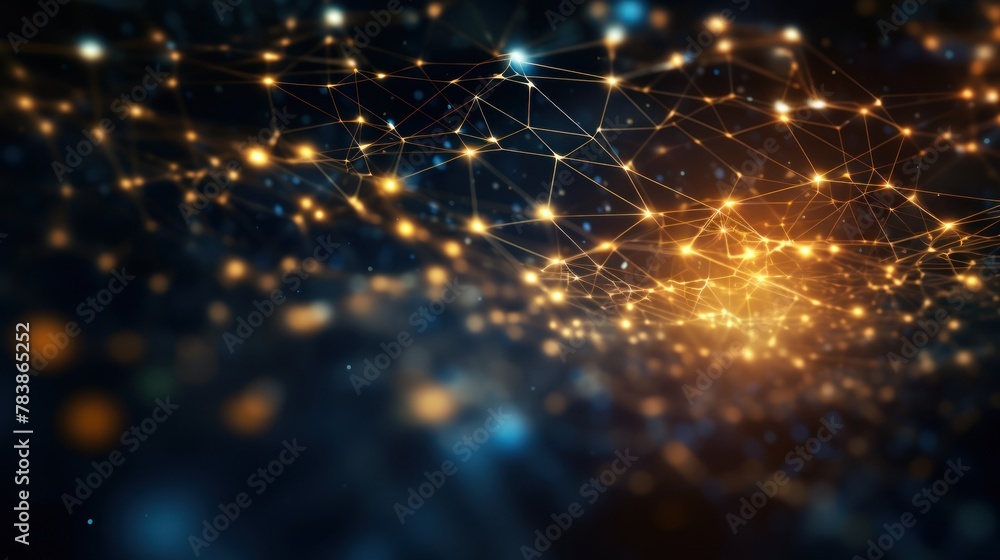 Poster digital cyberspace with particles and digital data network