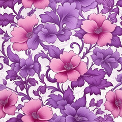 Flower background. Flira pattern, violet and pink flowers. 