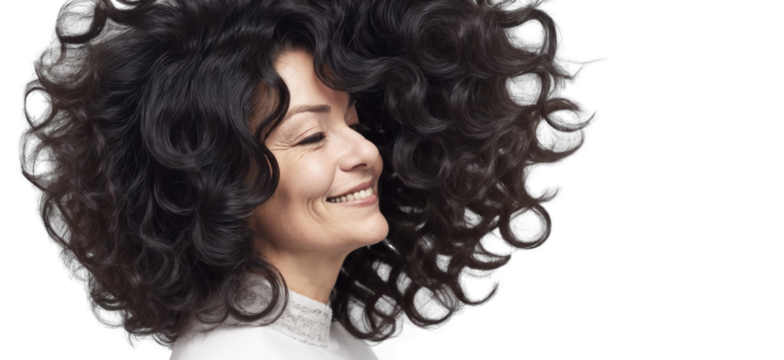 Happy Smiling Old Woman with Ombre Hairstyle