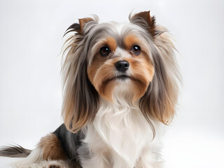 Naklejka premium A Serene Studio Portrait of a Small Dog with Long Hair