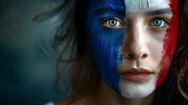 beautiful white woman with painted face from France