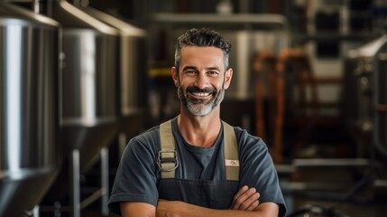 Fototapeta premium a brewmaster smiling looking at the camera 