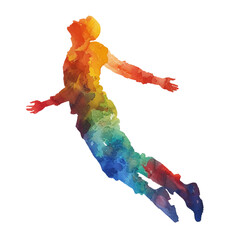 abstract colour silhouette of man falling vector illustration in watercolour style