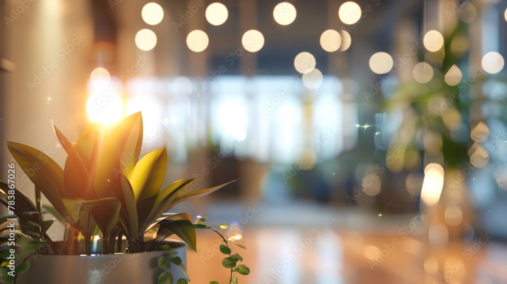 Poster blurring the background in a office concept blurred background light clear 3d rendering