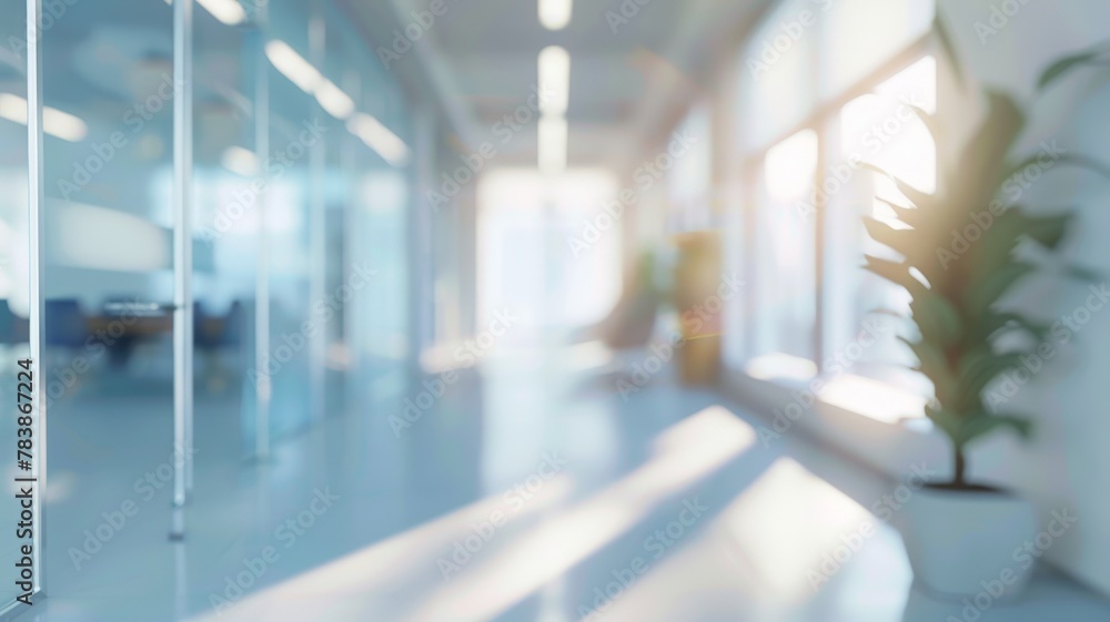 Poster blurring the background in a office concept blurred background light clear 3d rendering