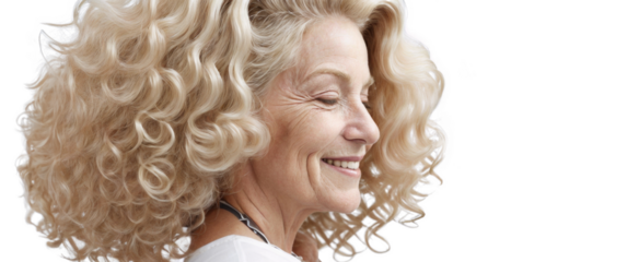 Happy Old Woman with Ombre Hairstyle and Delicate Curves