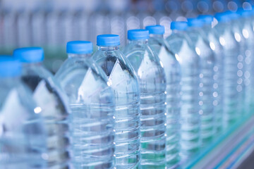 Water bottle on a factory production conveyor belt line