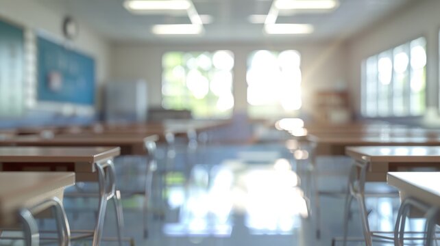 Blurring the Background in a classroom concept blurred background light clear 3D rendering 