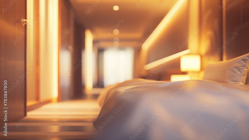 Poster blurring the background in a hotel concept blurred background light clear 3d rendering