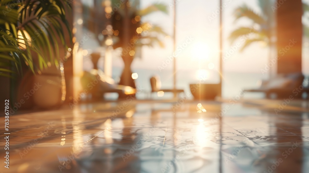 Aufkleber blurring the background in a hotel concept blurred background light clear 3d rendering