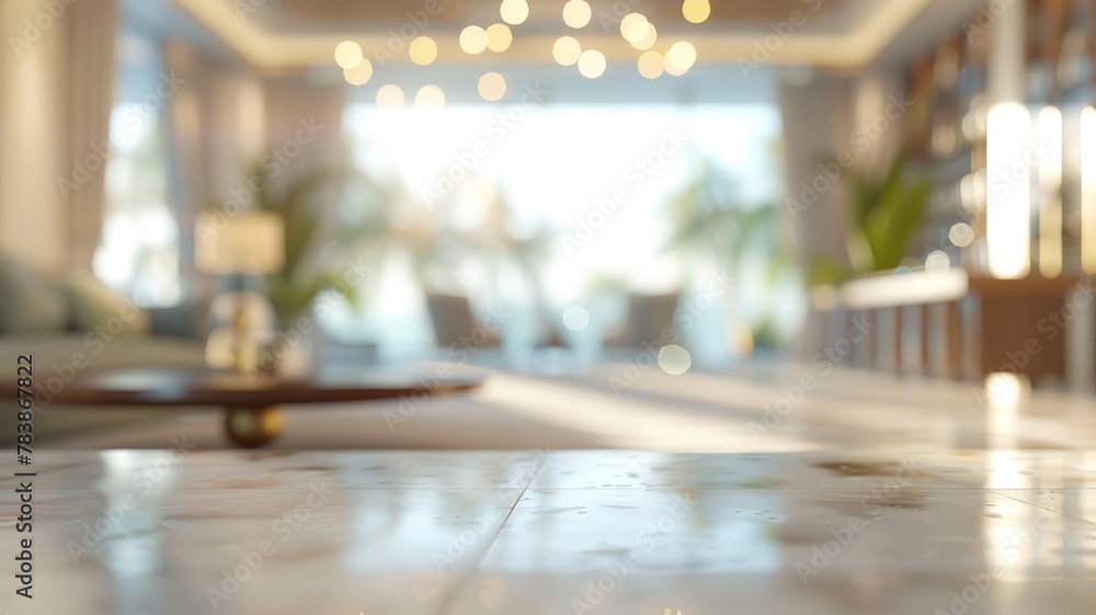 Poster blurring the background in a hotel concept blurred background light clear 3d rendering