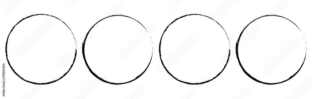 Aufkleber hand drawn black circle line sketch set. vector circular scribble doodle round circles for message n