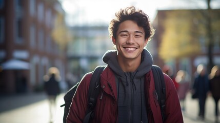 Fototapeta premium Student smiling at camera in university 