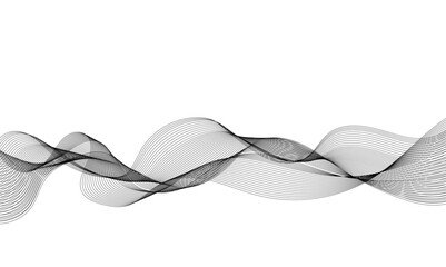 Wavy digital futuristic technology curve ocean lines on transparent background. Vector illustration.