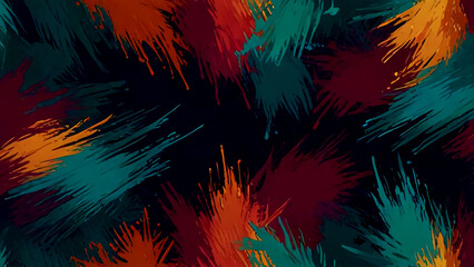 Obraz premium Abstract colorful textured background. Dark artistic brush strokes pattern. Grunge vector design with vibrant orange and teal. Seamless texture for wallpaper and print.