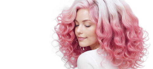 Happy Colored Ombre Hairstyle with Pink and White Curls
