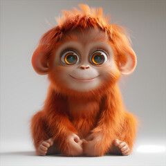 Fototapeta premium A cute and happy baby orangutan 3d illustration