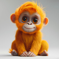 A cute and happy baby orangutan 3d illustration