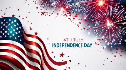 4th of July independence day poster, banne, background, template with usa flag
