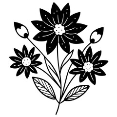 Charming Doodle Flowers in Pastel Colors: Vector Illustration Delight