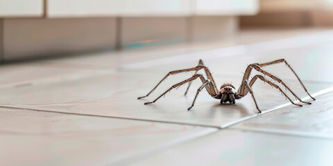 Close-up of a spider on the floor.
 - obrazy, fototapety, plakaty