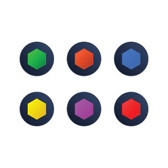 six colors hexagonal buttons set ui ux