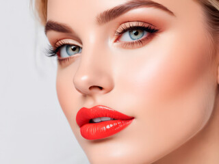 Naklejka premium fashion photo shoot , women's face, cosmetics advertising