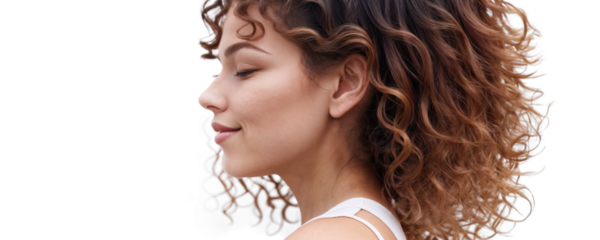 Happy Woman with Colored Ombre Hairstyle