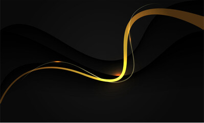 Abstract golden lines curve black shadow overlap with blank space design modern luxury futuristic creative background vector