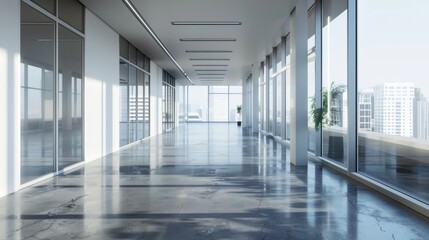 3d render of empty office interior hyper realistic 