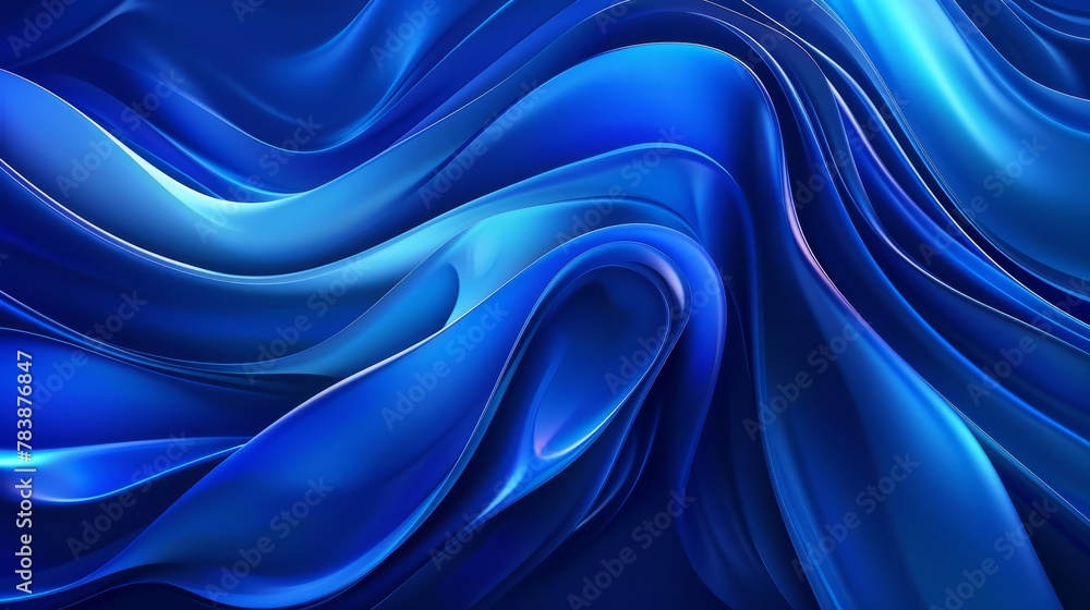 Poster abstract blue background ,blue curve design smooth shape by blue color with blurred lines hyper real