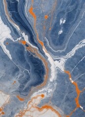 Closeup of a blue and orange marble texture