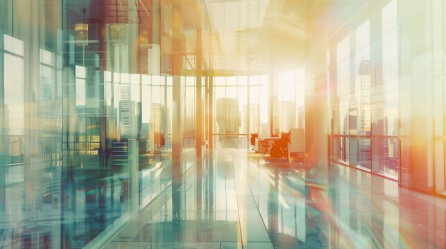 abstract business interior double exposure modern office background comeliness hyper realistic 