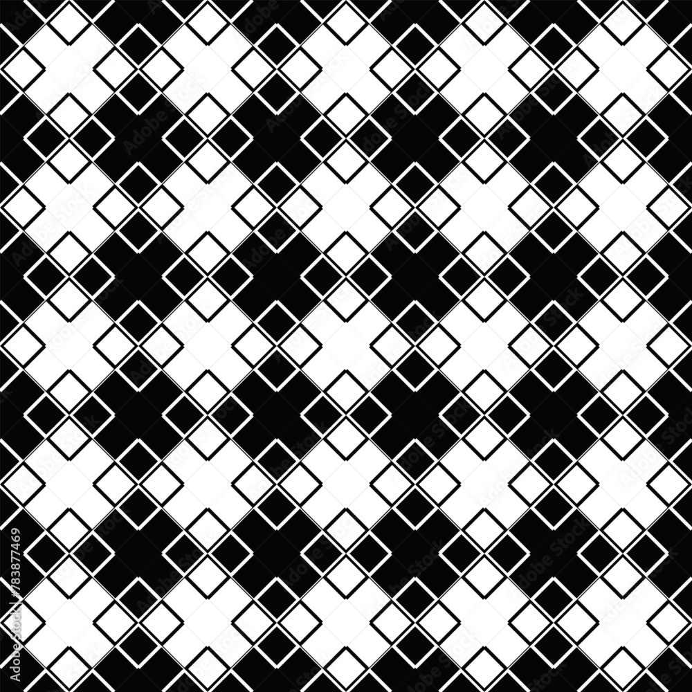 Poster seamless square pattern background - monochrome vector design from squares