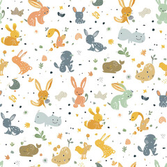 Obraz premium seamless pattern of many very small animals for children, one colors