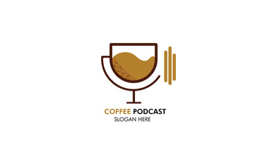 minimalistic coffee podcast logo design concept coffee logo for business or podcast.