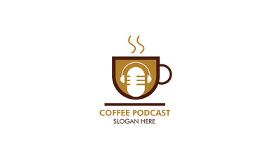 minimalistic coffee podcast logo design concept coffee logo for business or podcast.