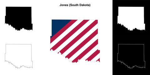 Jones County (South Dakota) outline map set