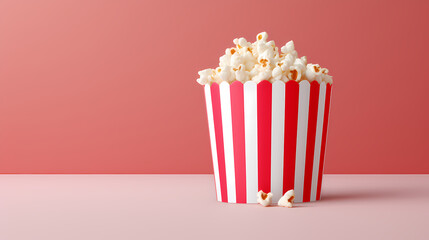 Delicious popcorn on solid color background