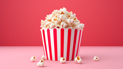Delicious popcorn on solid color background