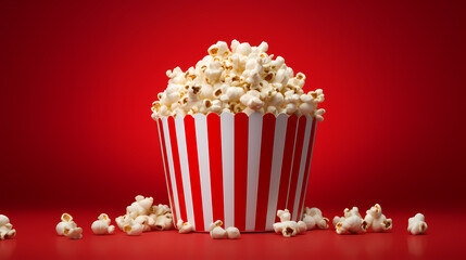Delicious popcorn on solid color background