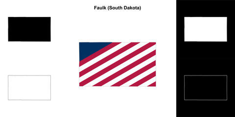 Fototapeta premium Faulk County (South Dakota) outline map set