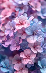 Cute colorful pastel flowers, background for phone wallpaper, 3d render
