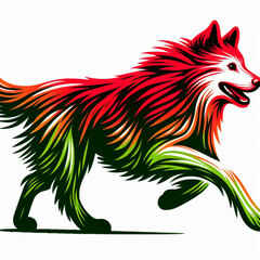 Vibrant Sprint: The Colorful Wolf