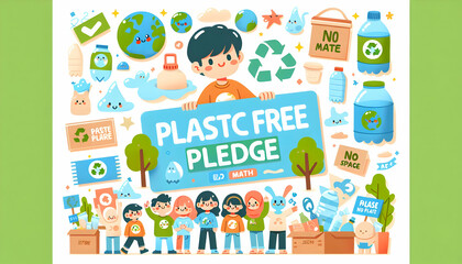 Obraz na płótnie Canvas Plastic Free Pledge: Earth Day Poster for Reducing Plastic Use and Waste