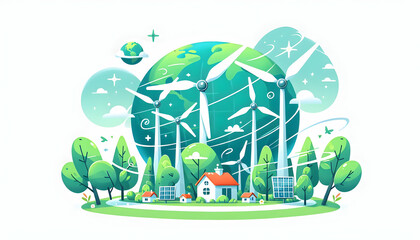 Renewable Energy: Dynamic Wind Turbines as a Breath of Fresh Air for the Planet - Earth Day Poster